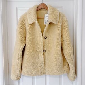Uniqlo light yellow Sherpa button Jacket